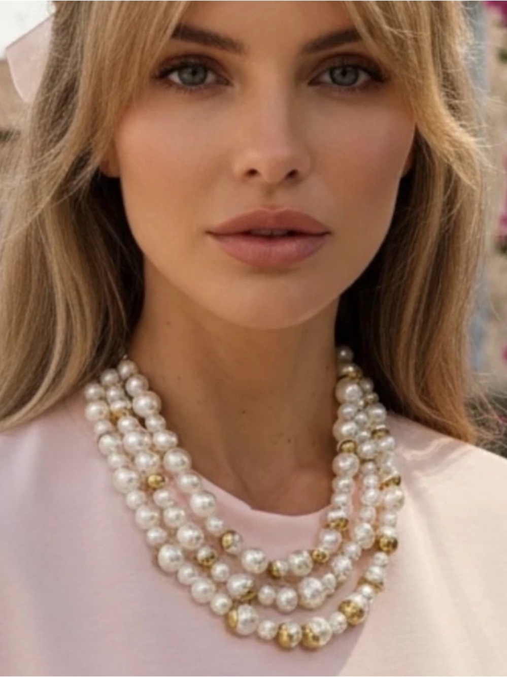 NEW! Classic Gold & Pearl Multi-Strand Necklace - Picture 1 of 4